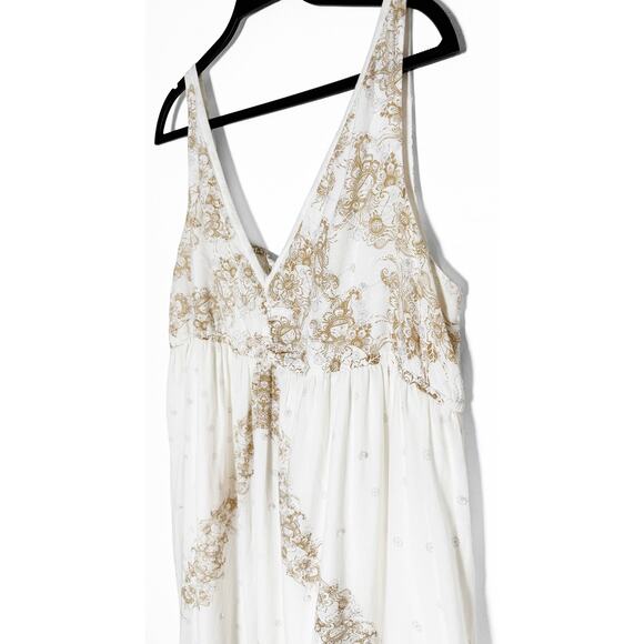 Sundance Women's Sleeveless Midi White Dress Floral Print Pearl Embellishments - Picture 4 of 9